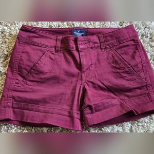 American Eagle Outfitters Maroon Midi Shorts